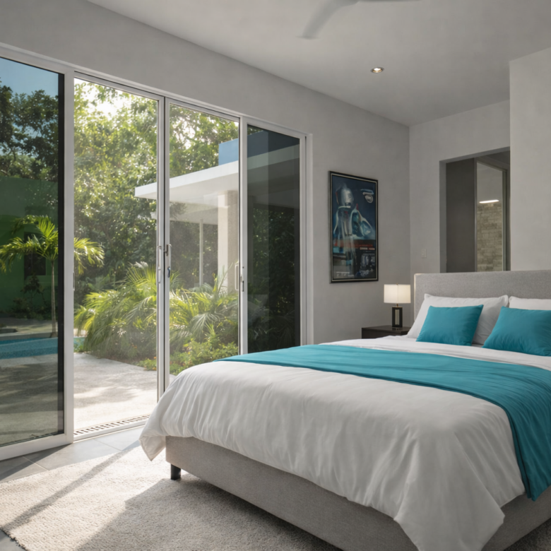 Hacienda Richardson for sale in Los Árboles Tulum, listed by Play-Investments.com. Sustainable mid-century home on 5 acres with solar system, guest house and potable water. USD 420,000.